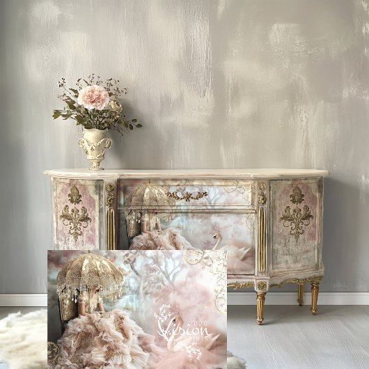 Veren en tule, romantische zwaan en elegante dame tissuepapier