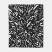 Veren en varens in zwart-wit fleece deken (Voorkant)