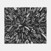 Veren en varens in zwart-wit fleece deken (Voorkant (Horizontaal))