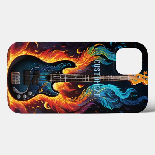 Veren en vlammen elektrische basgitaar Case-Mate iPhone case (Achterkant (horizontaal))