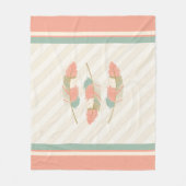 Veren in Crème, Mint Groen en Koraal Fleece Deken (Voorkant)