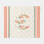 Veren in Crème, Mint Groen en Koraal Fleece Deken (Voorkant (Horizontaal))