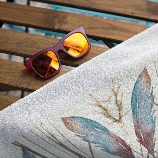 Veren in waterverf op gedroogd gras strandlaken