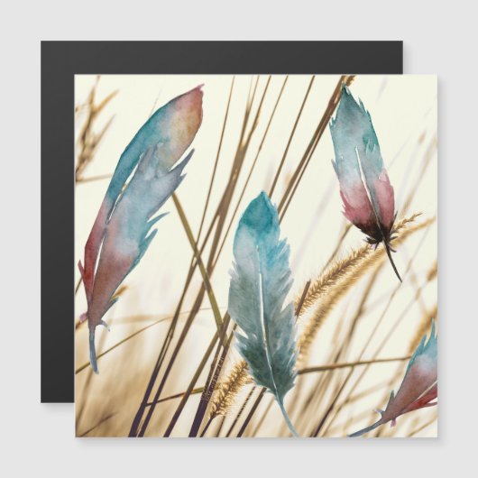 Veren in waterverf op gedroogde grasachtergrond (Voorkant / Achterkant)