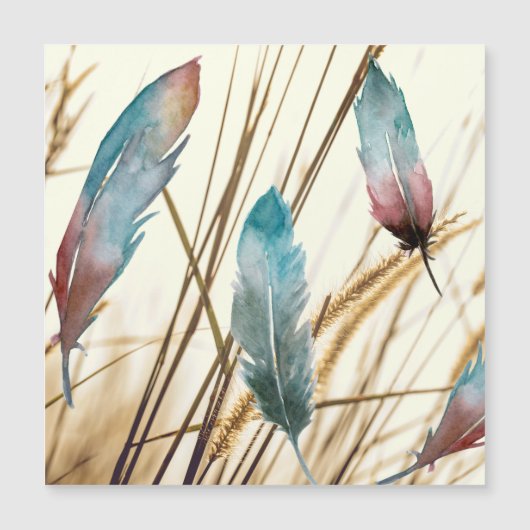 Veren in waterverf op gedroogde grasachtergrond (Voorkant)
