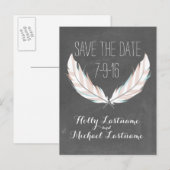 Veren + krijtbord bruiloft Bewaar de datum Aankondigingskaart (Voorkant / Achterkant)