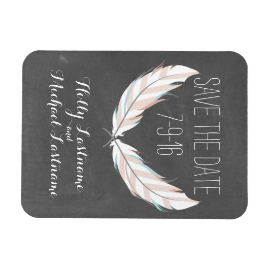 Veren + krijtbord bruiloft Bewaar de datum Magneet (Horizontaal)