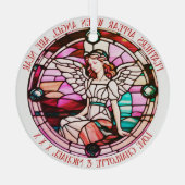 Veren lijken rode kerst engel gekleurd glas ornament (Achterkant)