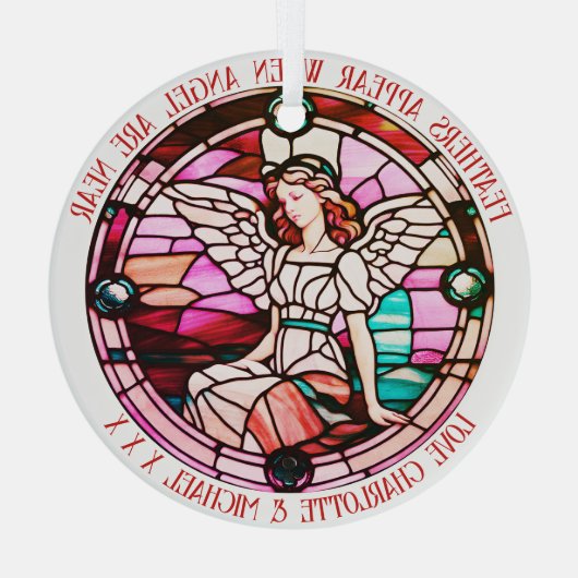 Veren lijken rode kerst engel gekleurd glas ornament (Achterkant)