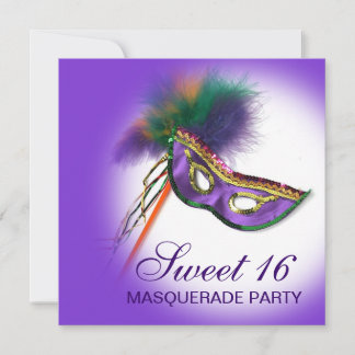 Veren Masker Paars Sweet 16 Maskerade Feest Kaart
