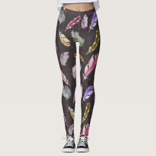 Veren Noot: Waterverf vogelpatroon. Leggings