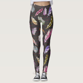 Veren Noot: Waterverf vogelpatroon. Leggings