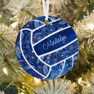 veren paislies floreel patroon blauwe volleybal metalen ornament