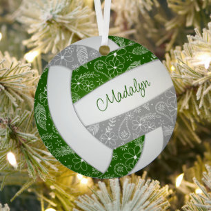 veren paislisspatroon groen grijs volleybal metalen ornament