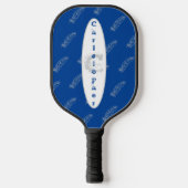 Veren Patroon Wit Blauw Modern Monogram Pickleball Paddle (Voorkant)