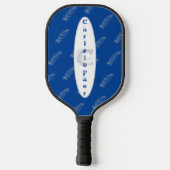 Veren Patroon Wit Blauw Modern Monogram Pickleball Paddle (Achterkant)