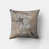 Veren Roos Blush Bloemen Krans Bruiloft Kussen (Achterkant)