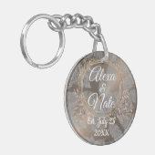 Veren Roos Blush Bloemen Krans Bruiloft Sleutelhanger (Voorkant Links)