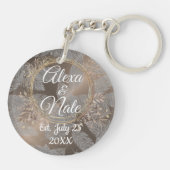 Veren Roos Blush Bloemen Krans Bruiloft Sleutelhanger (Achterkant)