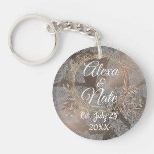 Veren Roos Blush Bloemen Krans Bruiloft Sleutelhanger