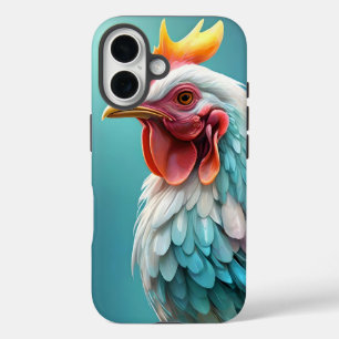 Veren van kleur: de regenboogkip iPhone 16 hoesje