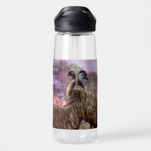 "Veren van Romance: de hofhouding van de Emus" Waterfles (Achterkant)