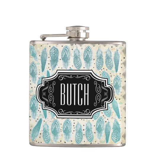 Veren zwart en tan hipster patroon heupfles (Voorkant)