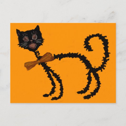 Verende Zwarte Kat Halloween Decoratie Briefkaart (Voorkant)