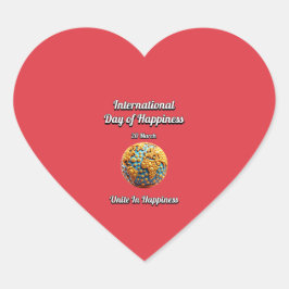 Verenig je in geluk. Internationale Dag van het Ge Hart Sticker