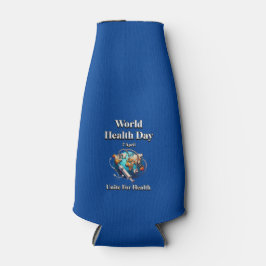 Verenig je voor gezondheid. Wereldgezondheidsdag.  Flesjeskoeler