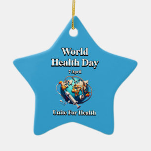 Verenig je voor gezondheid. Wereldgezondheidsdag. Keramisch Ornament