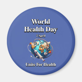 Verenig je voor gezondheid. Wereldgezondheidsdag.  Magneet