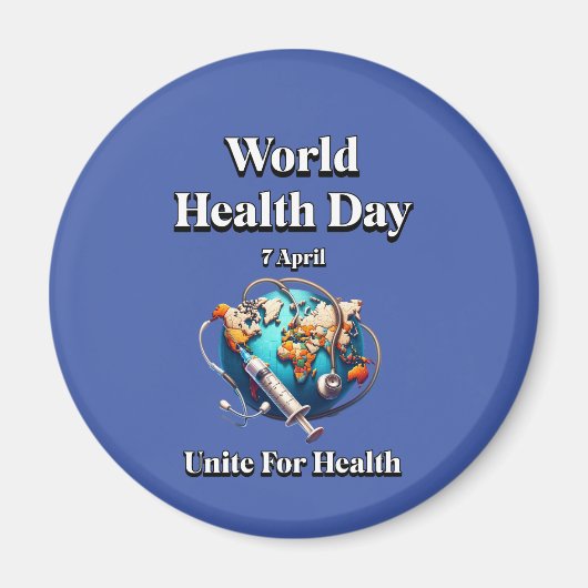 Verenig je voor gezondheid. Wereldgezondheidsdag. Magneet (Voorkant)