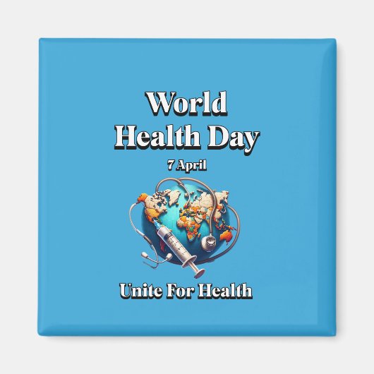 Verenig je voor gezondheid. Wereldgezondheidsdag.  Magneet (Voorkant)