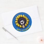 Verenig voor Oekraïne Zonnebloem & vuist Ronde Sticker (Envelop)