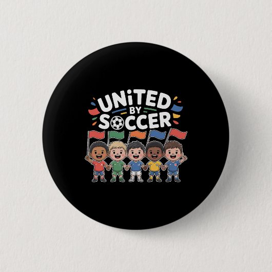 Verenigd Door Voetbal Multiculturele Fan Ronde Button 5,7 Cm (Voorkant)