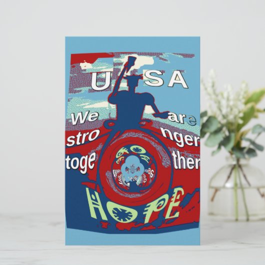 Verenigd in Hoop: Samen sterker - USA Art Print Briefpapier (Staand voorkant)