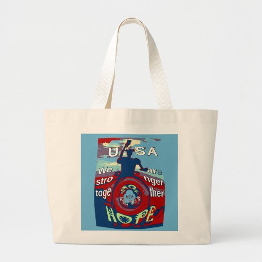 Verenigd in Hoop: Samen sterker - USA Art Print Grote Tote Bag (Voorkant)