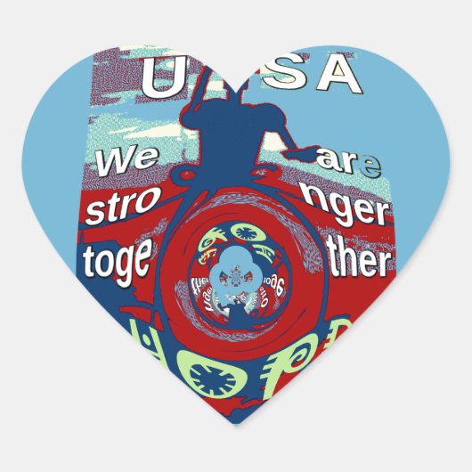 Verenigd in Hoop: Samen sterker - USA Art Print Hart Sticker (Voorkant)