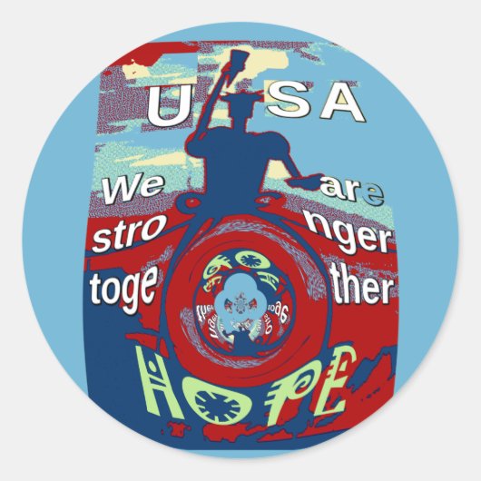 Verenigd in Hoop: Samen sterker - USA Art Print Ronde Sticker (Voorkant)