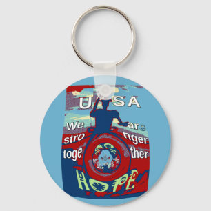 Verenigd in hoop: Sterker Samen - USA Kunstprint Sleutelhanger