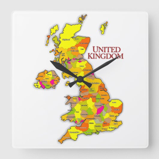 Verenigd Koninkrijk au couleur! Vierkante Klok (Voorkant)