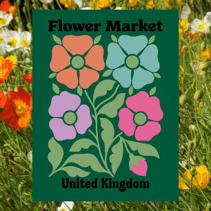 Verenigd Koninkrijk Bloemenmarkt Kleurrijke Papave Briefkaart
