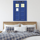 Verenigd Koninkrijk - Blue Police Public Call Box Canvas Afdruk (Insitu (Slaapkamer))