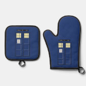 Verenigd Koninkrijk - Blue Police Public Call Box  Ovenwant & Pannenlap Set (Voorkant)