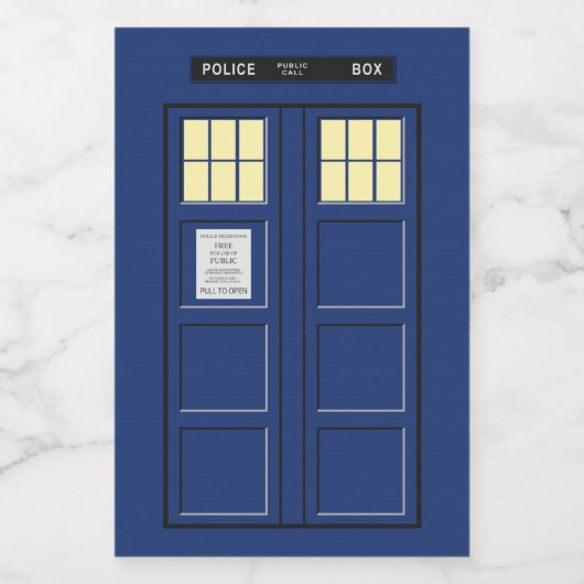 Verenigd Koninkrijk - Blue Police Public Call Box  Voedselcontainer Etiket (Enkel label)