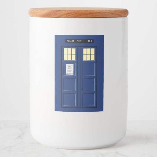 Verenigd Koninkrijk - Blue Police Public Call Box  Voedselcontainer Etiket (Voorkant)