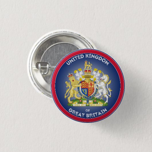 Verenigd Koninkrijk Coat of Arms Circle Shape Ronde Button 3,2 Cm (Voorkant /achterkant)