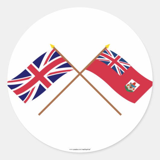 Verenigd Koninkrijk en Bermuda gekruiste vlaggen Ronde Sticker (Voorkant)