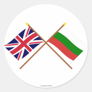 Verenigd Koninkrijk en Bulgarije gekruiste vlaggen Ronde Sticker